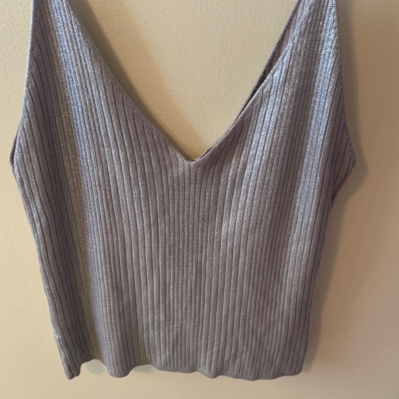 UO Silence + Noise Silver Spaghetti Strap Top-Lg - Picture 3 of 4